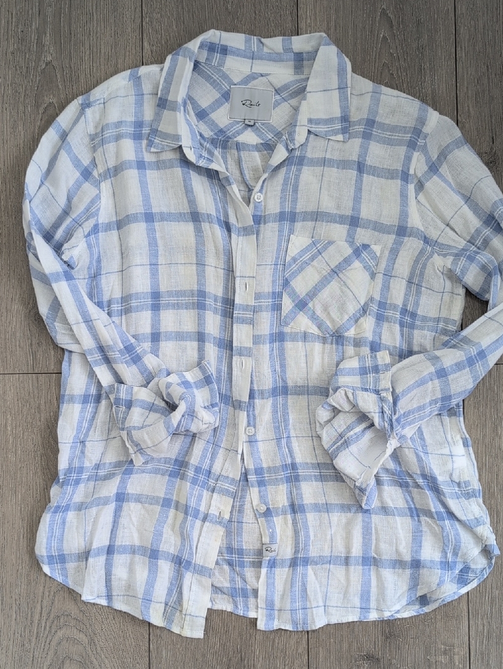 Rails Blue and White Plaid Casual Button-Down Shirt